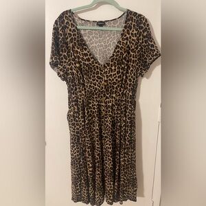 Torrid Midi Leopard Button Down Dress